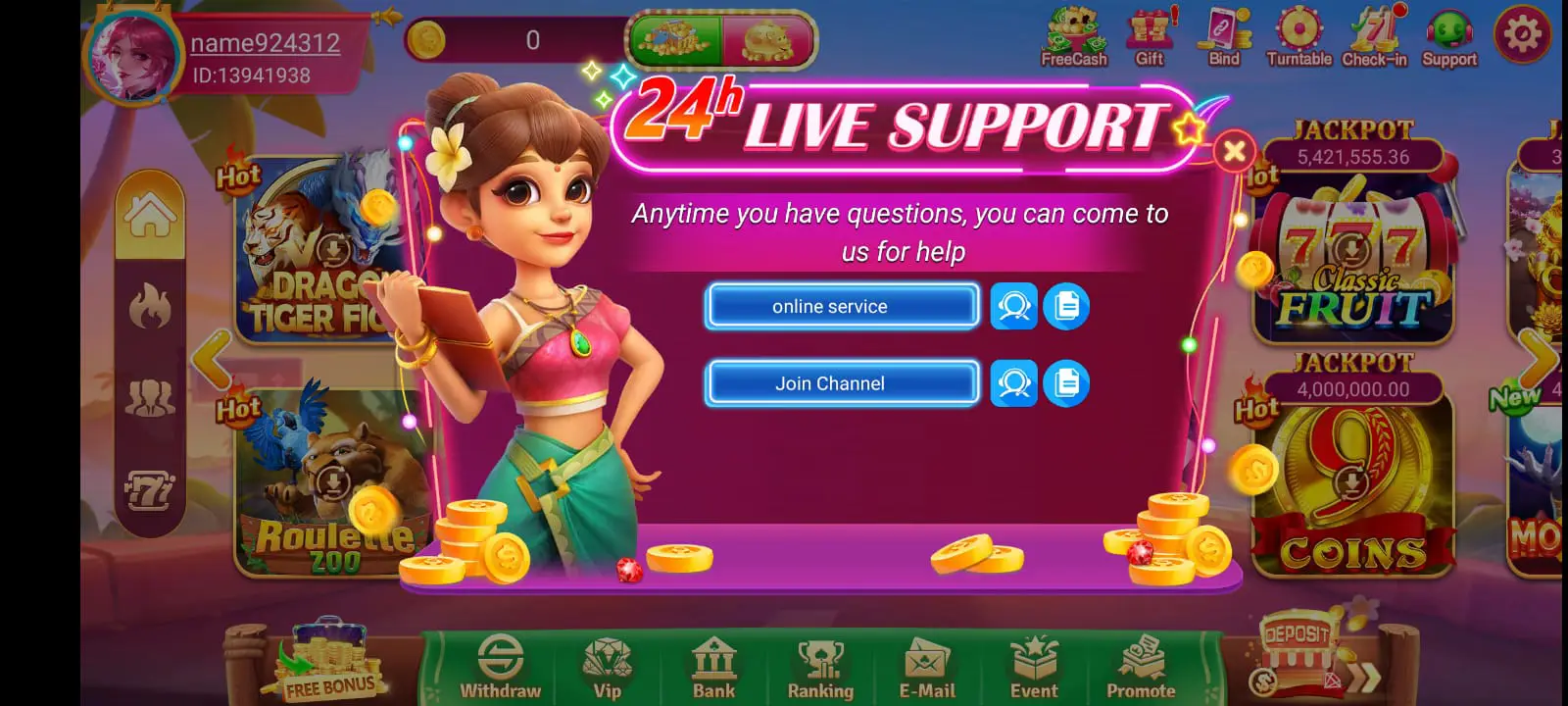Live Support of PKR888 Game Screenshot