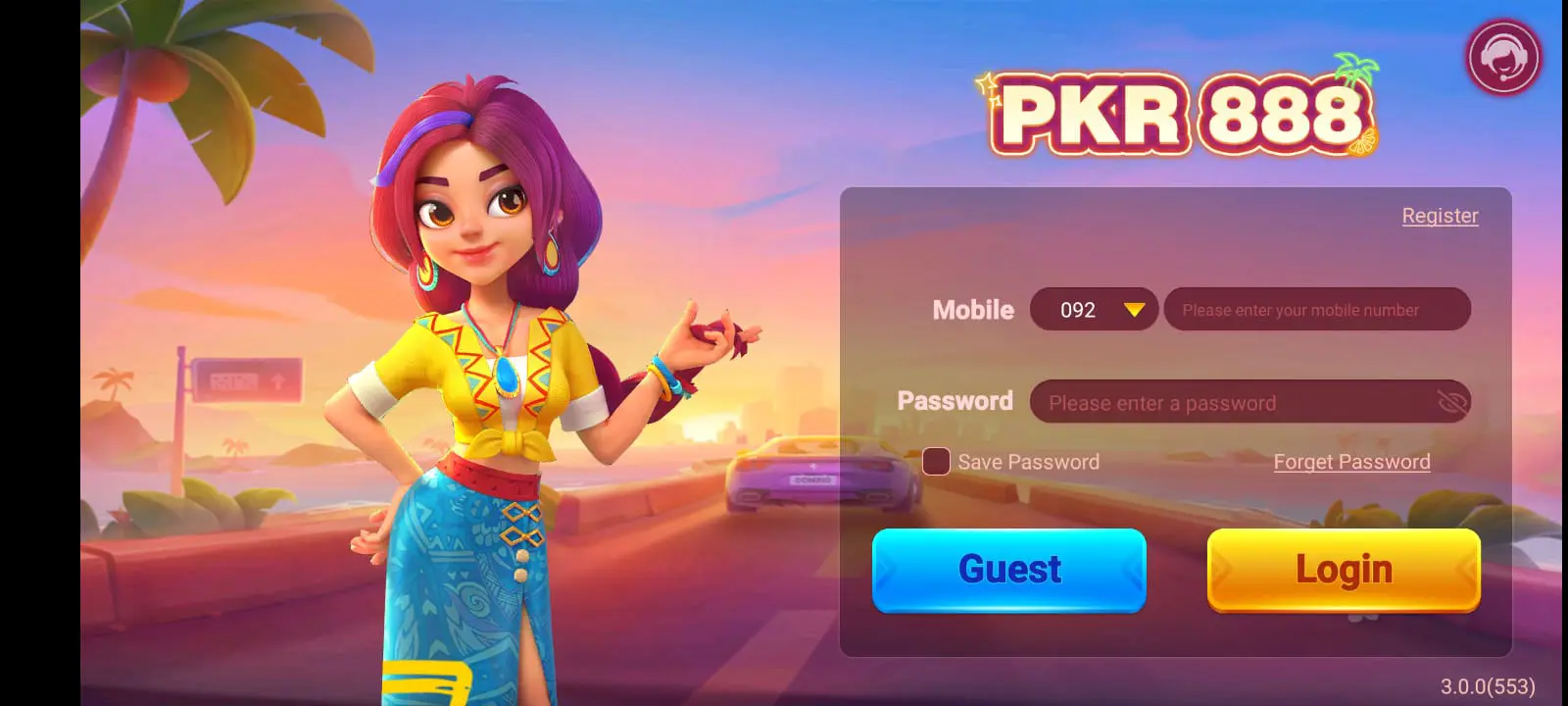 PKR 888 Game Login Details Screenshot