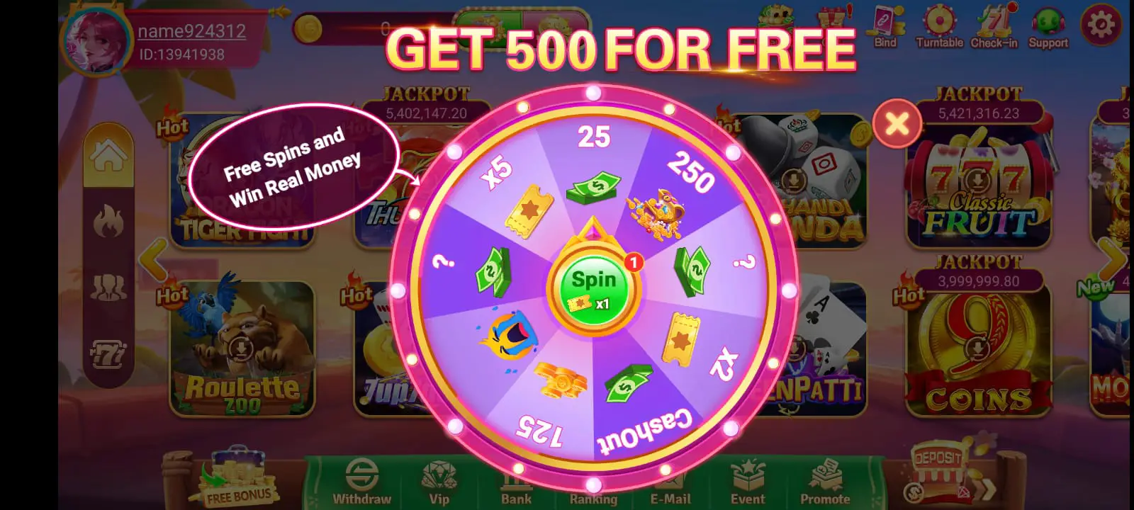 Spin Wheel Game of PKR 888 Game